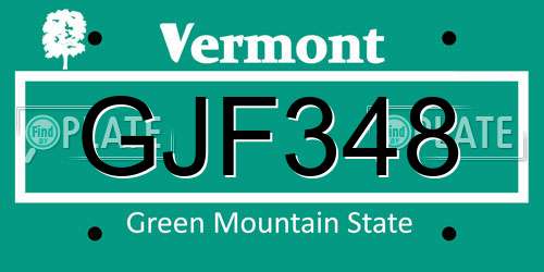 GJF348 Vermont License Plate