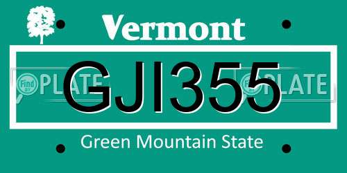 GJI355 Vermont License Plate
