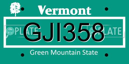 GJI358 Vermont License Plate