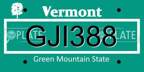 GJI388 Vermont License Plate