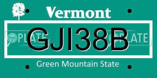 GJI38B Vermont License Plate