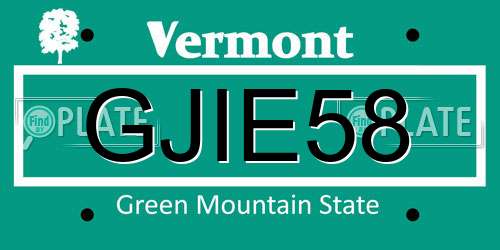 GJIE58 Vermont License Plate
