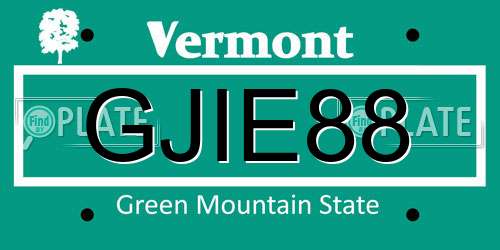 GJIE88 Vermont License Plate