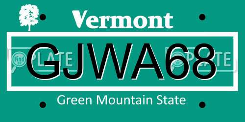 GJWA68 Vermont License Plate