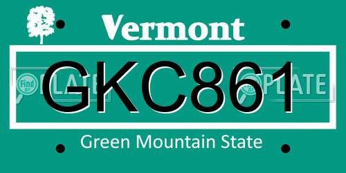 GKC861 Vermont License Plate