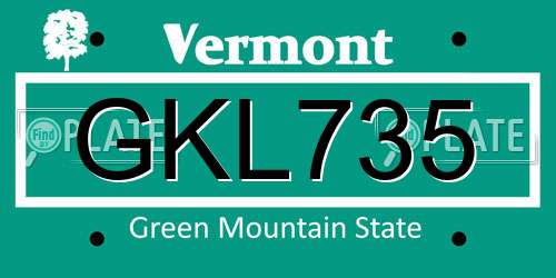 GKL735 Vermont License Plate