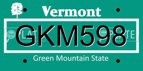 GKM598 Vermont License Plate
