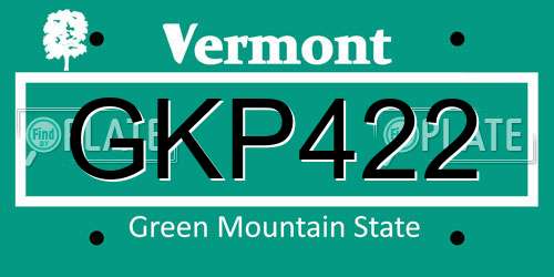 GKP422 Vermont License Plate