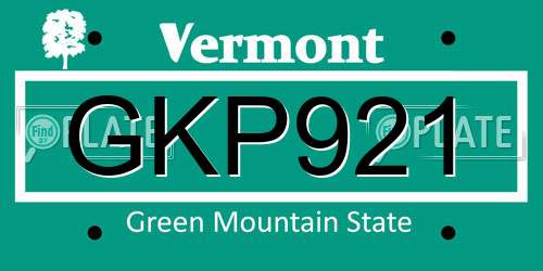 GKP921 Vermont License Plate