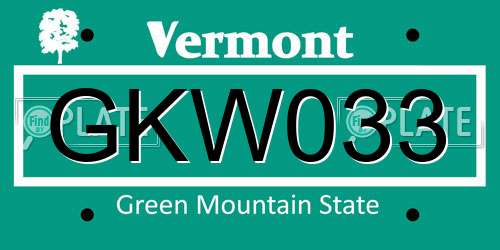 GKW033 Vermont License Plate