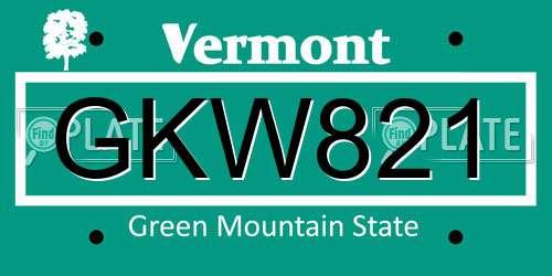 GKW821 Vermont License Plate