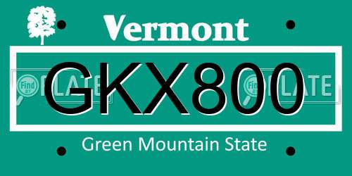 GKX800 Vermont License Plate