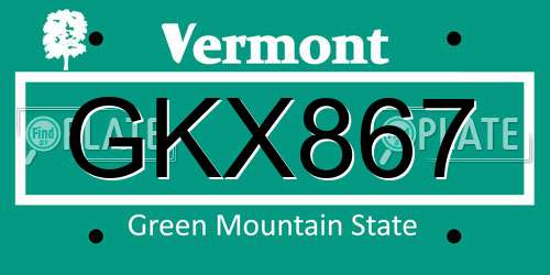 GKX867 Vermont License Plate