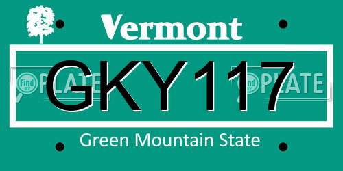 GKY117 Vermont License Plate