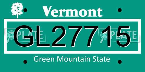 GL27715 Vermont License Plate