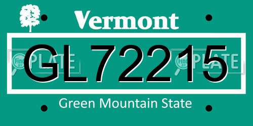 GL72215 Vermont License Plate