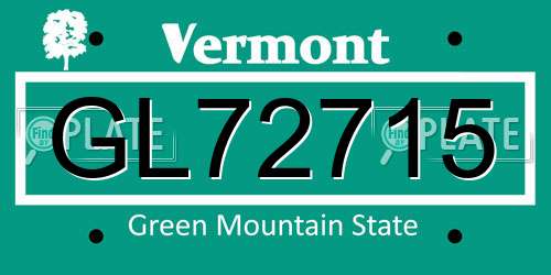 GL72715 Vermont License Plate