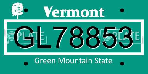 GL78853 Vermont License Plate