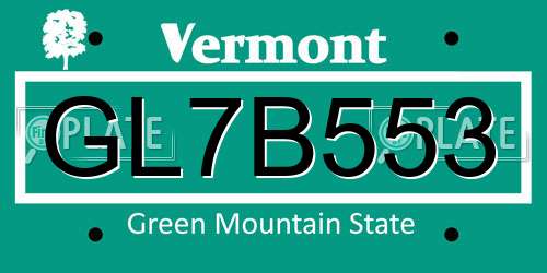 GL7B553 Vermont License Plate