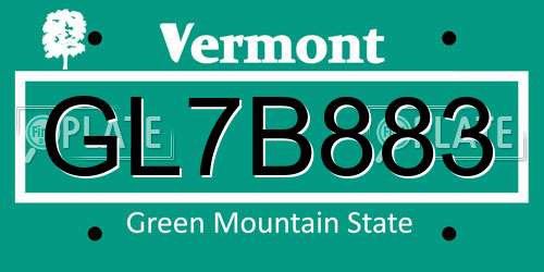 GL7B883 Vermont License Plate