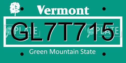 GL7T715 Vermont License Plate