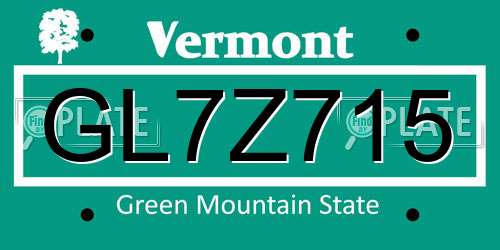 GL7Z715 Vermont License Plate