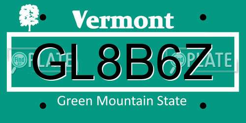 GL8B6Z Vermont License Plate