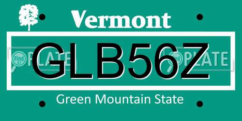 GLB56Z Vermont License Plate