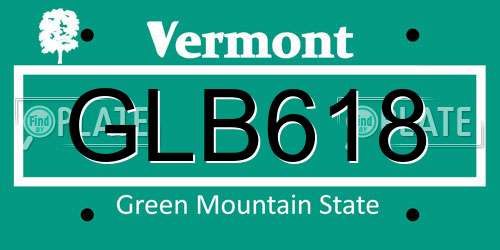 GLB618 Vermont License Plate