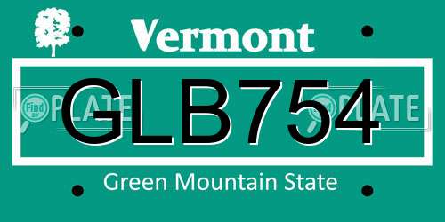 GLB754 Vermont License Plate