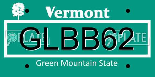 GLBB62 Vermont License Plate