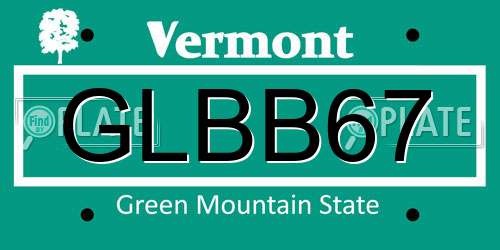 GLBB67 Vermont License Plate