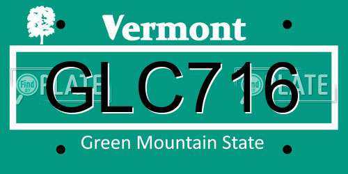 GLC716 Vermont License Plate
