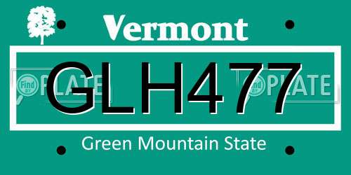 GLH477 Vermont License Plate