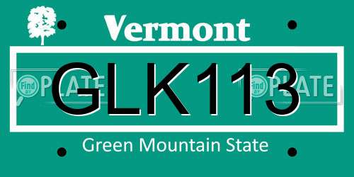 GLK113 Vermont License Plate