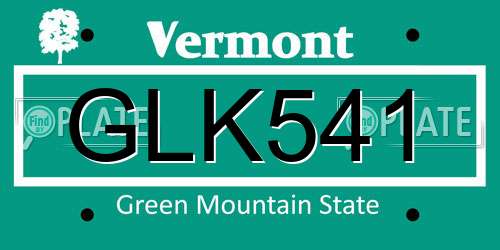 GLK541 Vermont License Plate