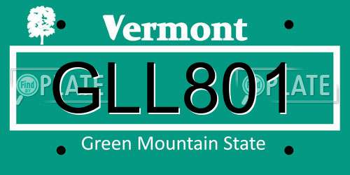 GLL801 Vermont License Plate
