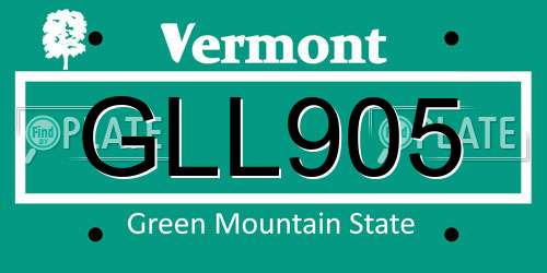 GLL905 Vermont License Plate