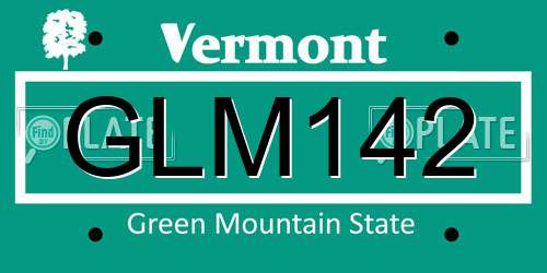 GLM142 Vermont License Plate