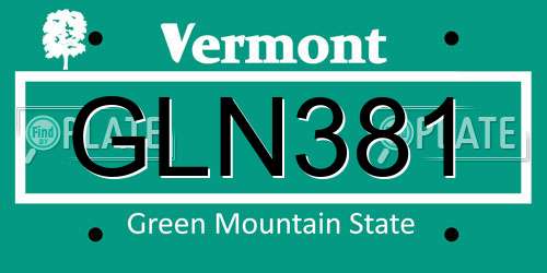 GLN381 Vermont License Plate