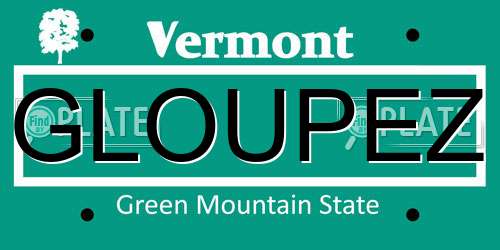 GLOUPEZ Vermont License Plate