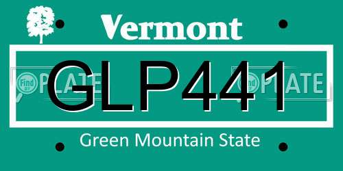 GLP441 Vermont License Plate