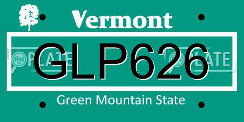 GLP626 Vermont License Plate
