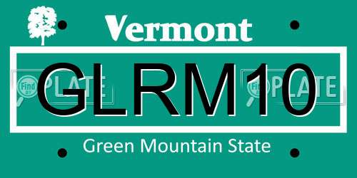 GLRM10 Vermont License Plate