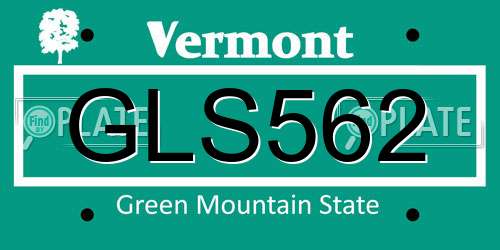 GLS562 Vermont License Plate