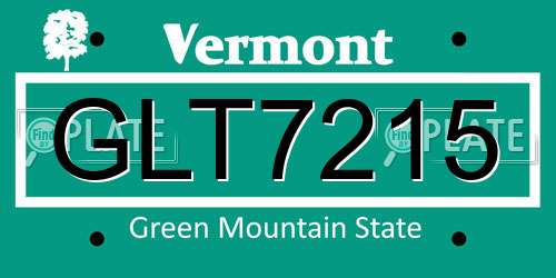 GLT7215 Vermont License Plate