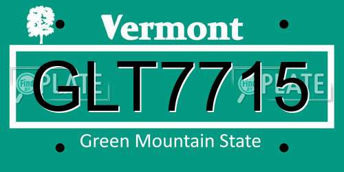 GLT7715 Vermont License Plate