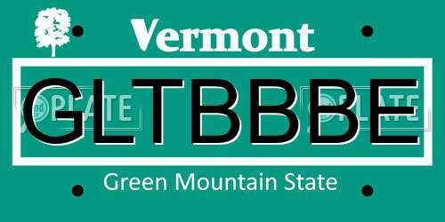 GLTBBBE Vermont License Plate