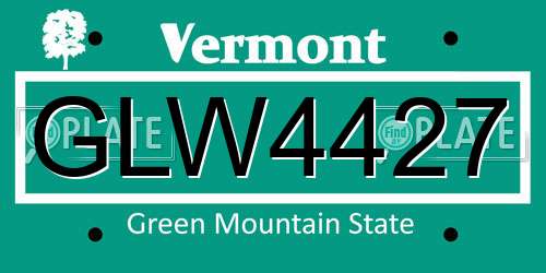 GLW4427 Vermont License Plate