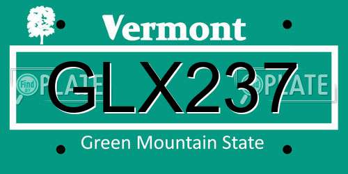 GLX237 Vermont License Plate